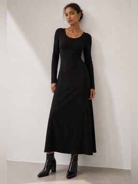 Ann Taylor Black Long Sleeve Midi Dress – Size M